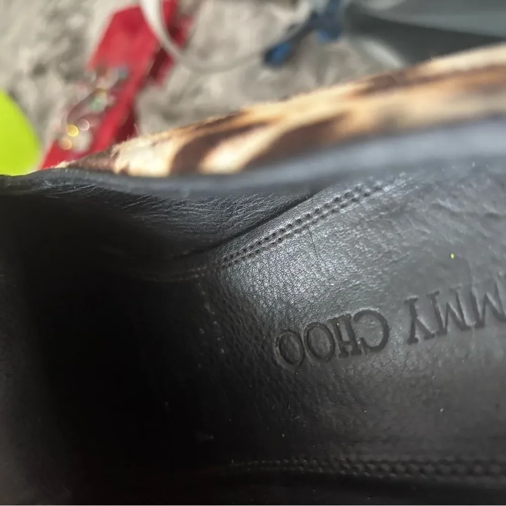 Jimmy Choo Ponyhair Slippers animal print dress shoes fur flats loafers slip ons